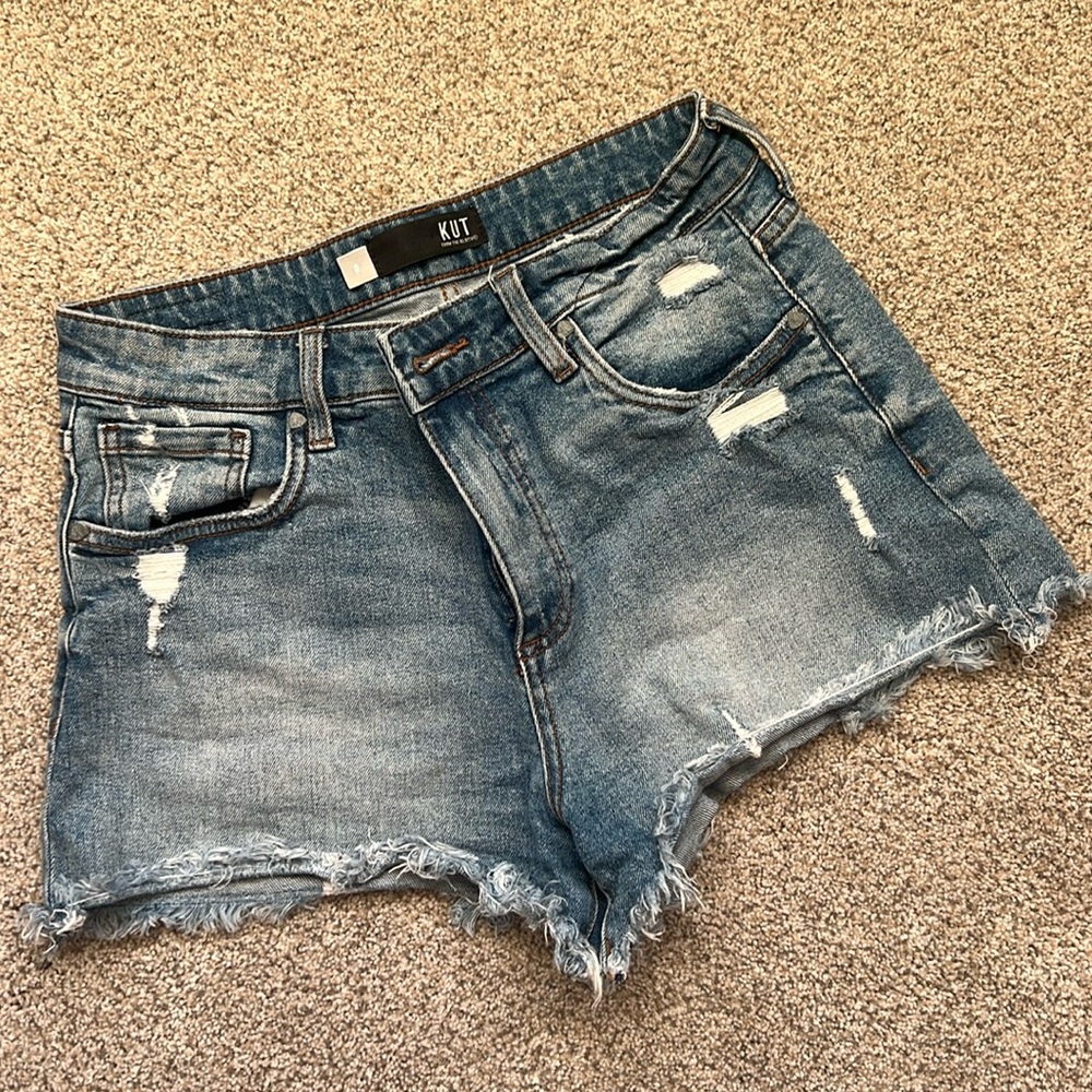 Kut Mid-High Rise Distressed Shorts